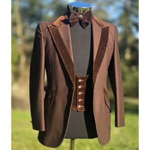 Vintage Formal Craft NY 70s Tuxedo 36S Disco Peak Lapel Velour 4 Piece 29X31